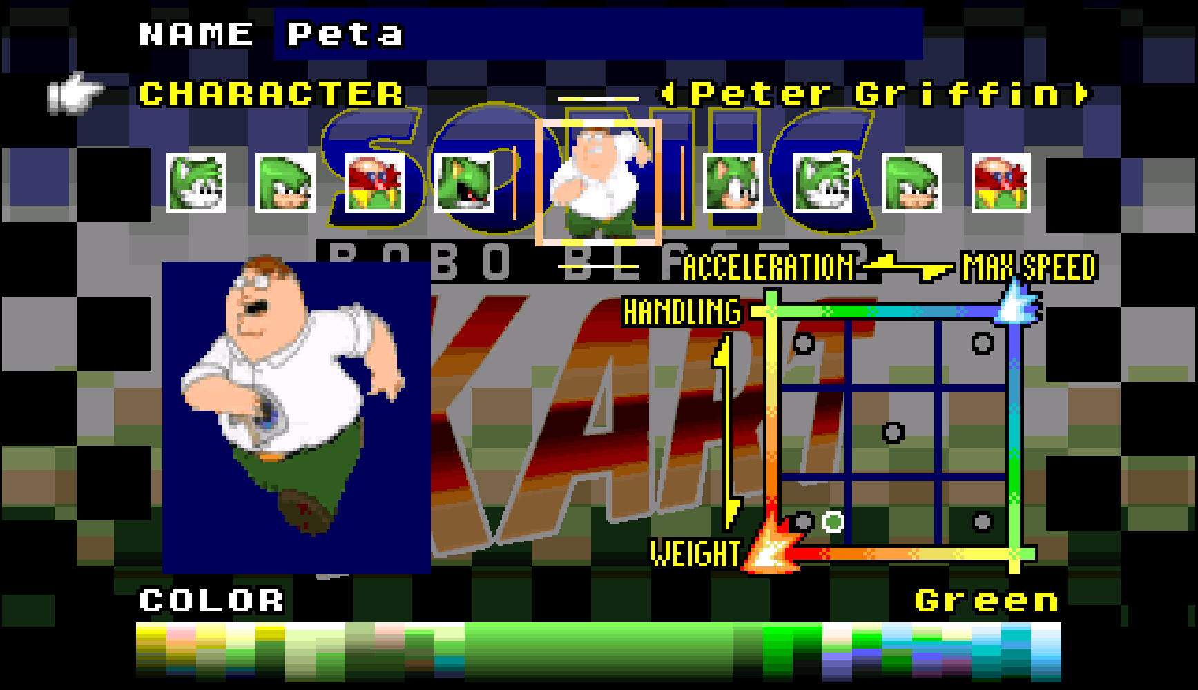 Peter Griffin Sonic Robo Blast Kart Mods