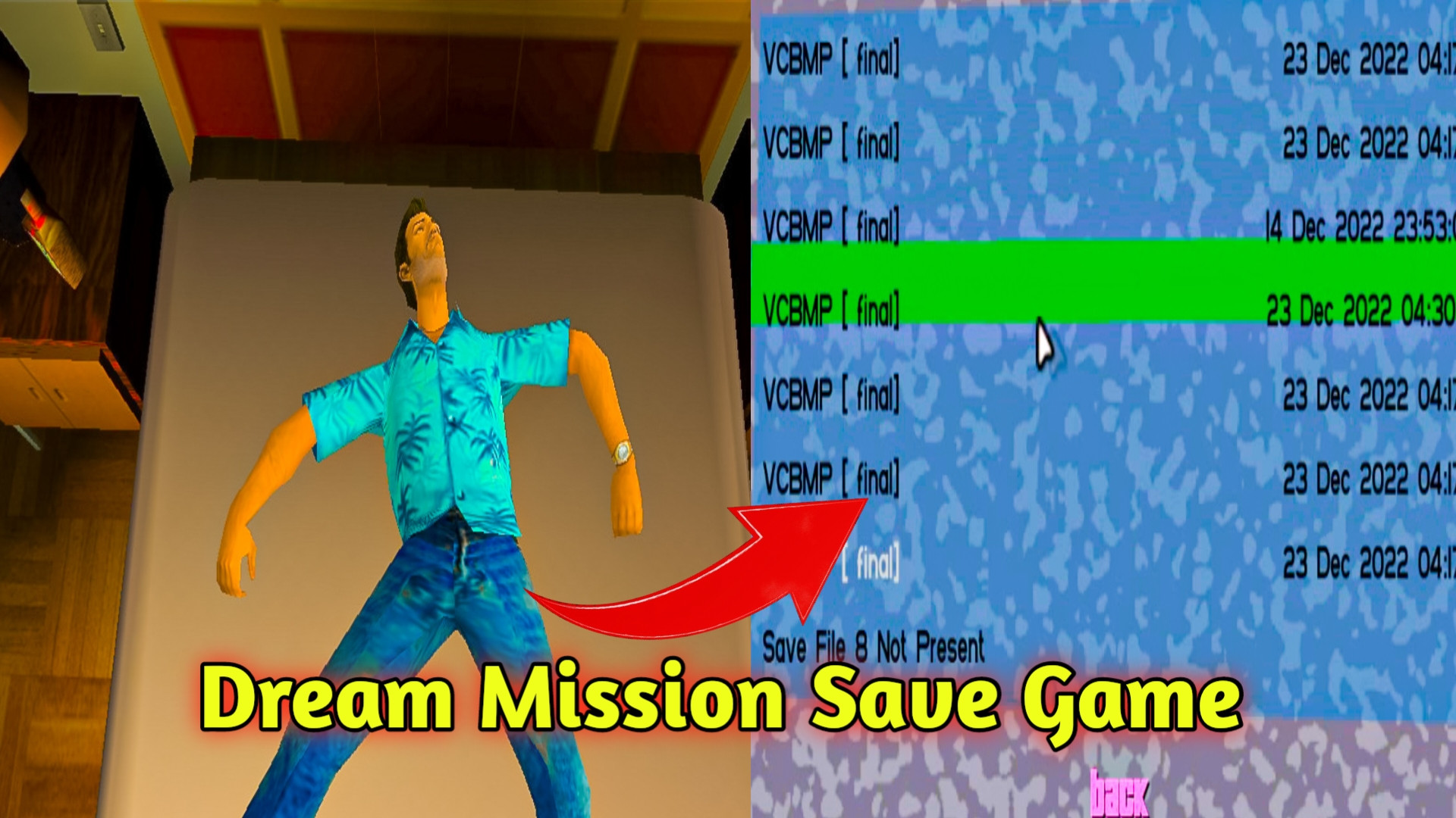 GTA VC Big Mission Pack Dream Mission Save Game Grand Theft Auto Vice