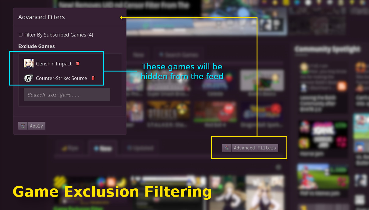 Game Exclusion Filtering