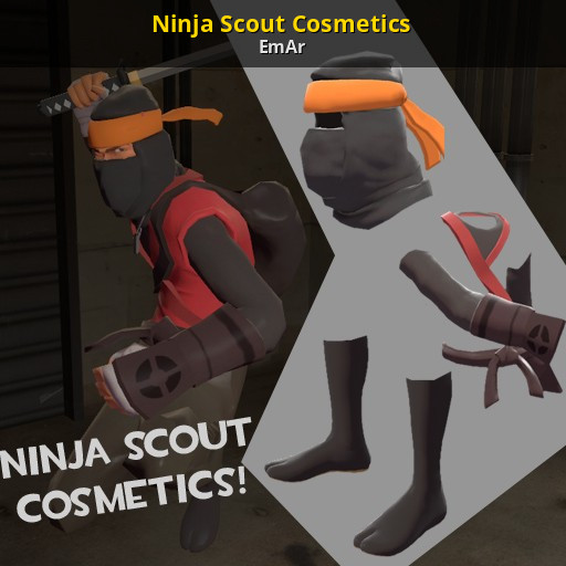 Scout cosmetics. Ниндзя Скаут. Ninja Set tf2. Tf2 Scout Cosmetics. Японская шляпа ниндзя для шпиона тф2.