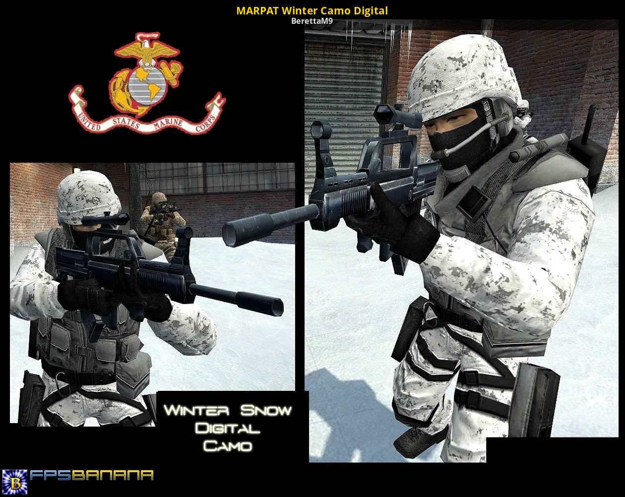 Source off. Марпат Винтер. Скин морпеха для КС в34. Digital CS. Jailbreak Winter Camo.