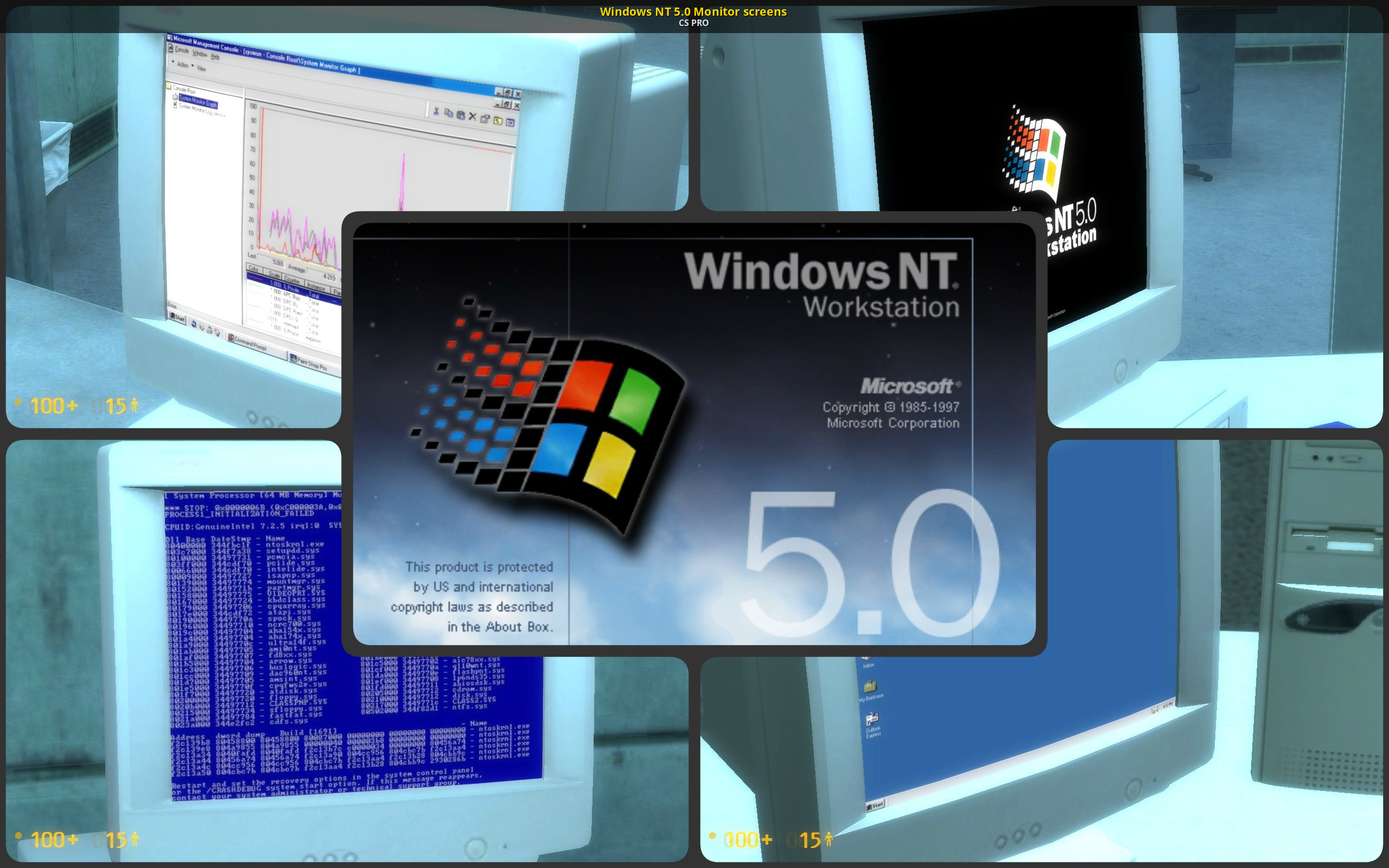 Monitoring 00. Windows NT Workstation 5.0. Windows NT Workstation 5.0 Beta 2. Windows NT 5.0 EUR Edition. Windows NT 5.0 Bootscreen.