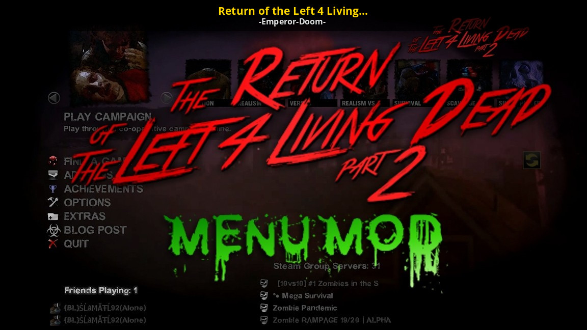 Death menu. L4d2 menu. Left 4 Dead 2 главное меню. Left 4 Dead menu Theme Mod.