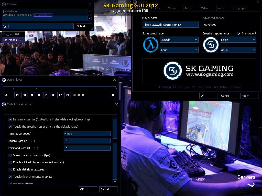 Demo player. Dynamic crosshair. demoname.