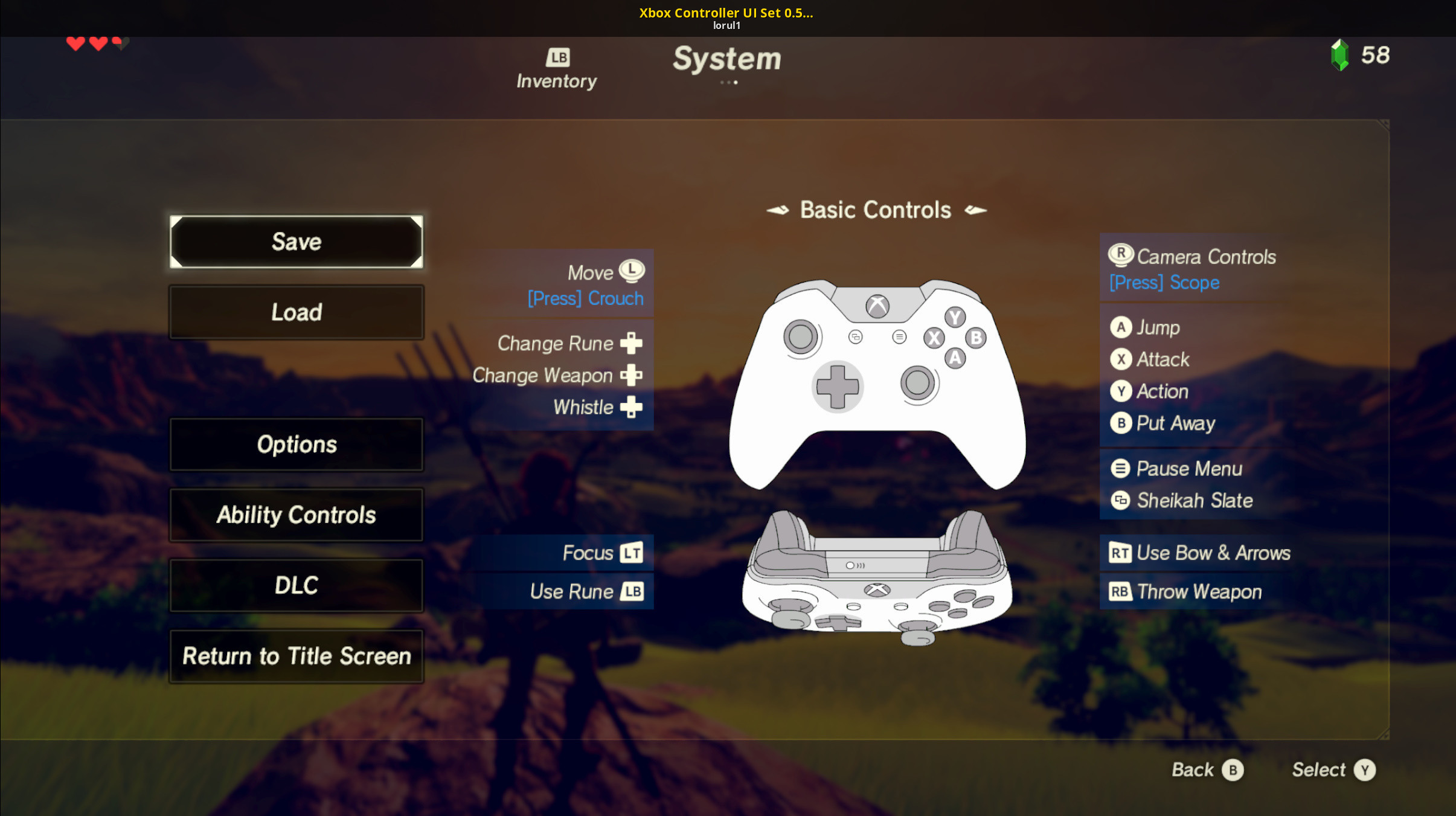 Xbox setting. Раскладка для Зельды для геймпада. Настройка геймпада Xbox. Джойстик с Зельдой. Breath of the Wild Xbox UI.