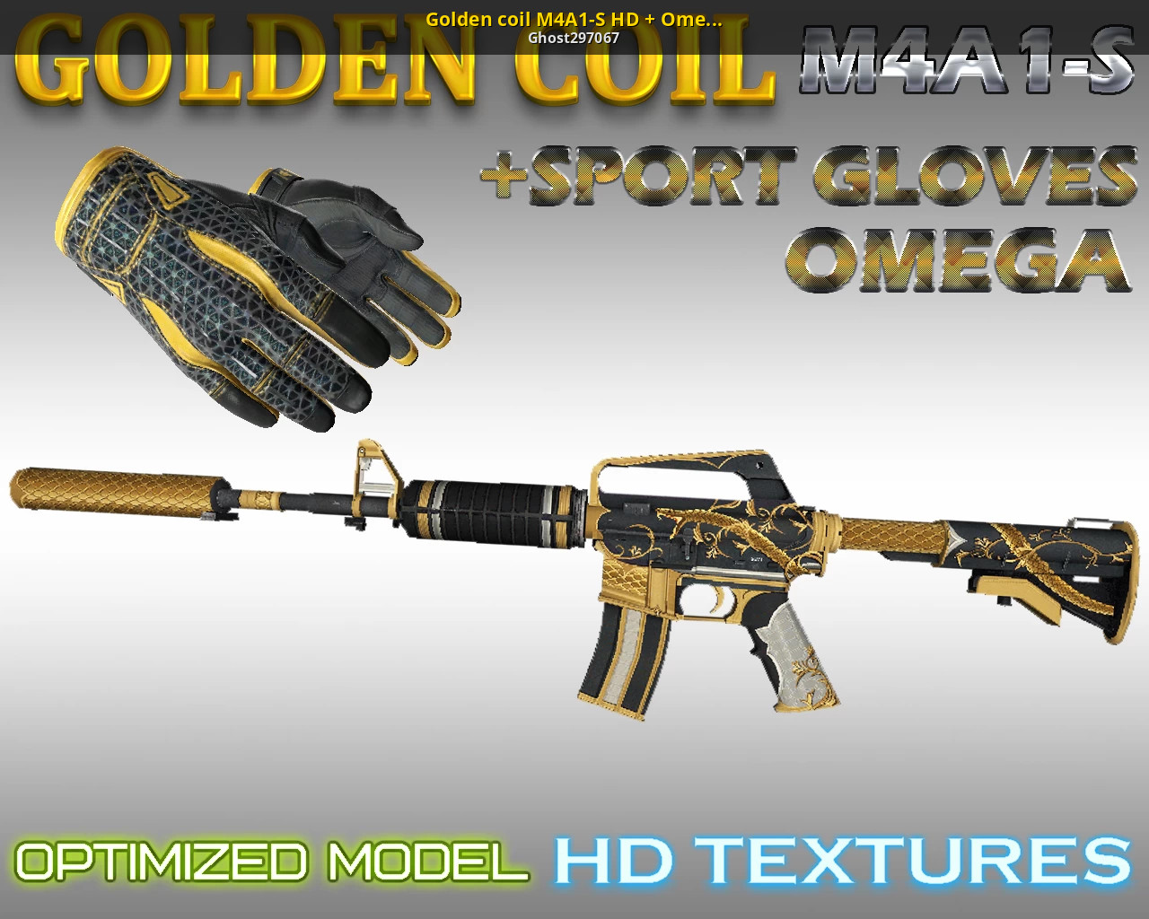 Golden coil M4A1-S HD + Omega Sport gloves Counter-Strike 1.6 Works In Pr.....