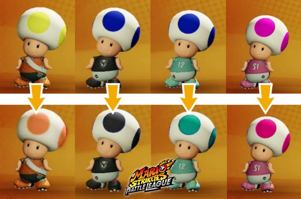 Toads Mushroom Caps Colors Mario Strikers Battle League Concepts 6930