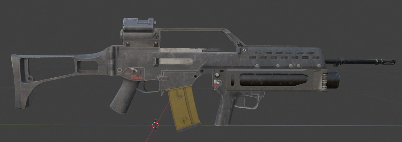 G36A1 with AG36 Grenade Launcher 3D Model