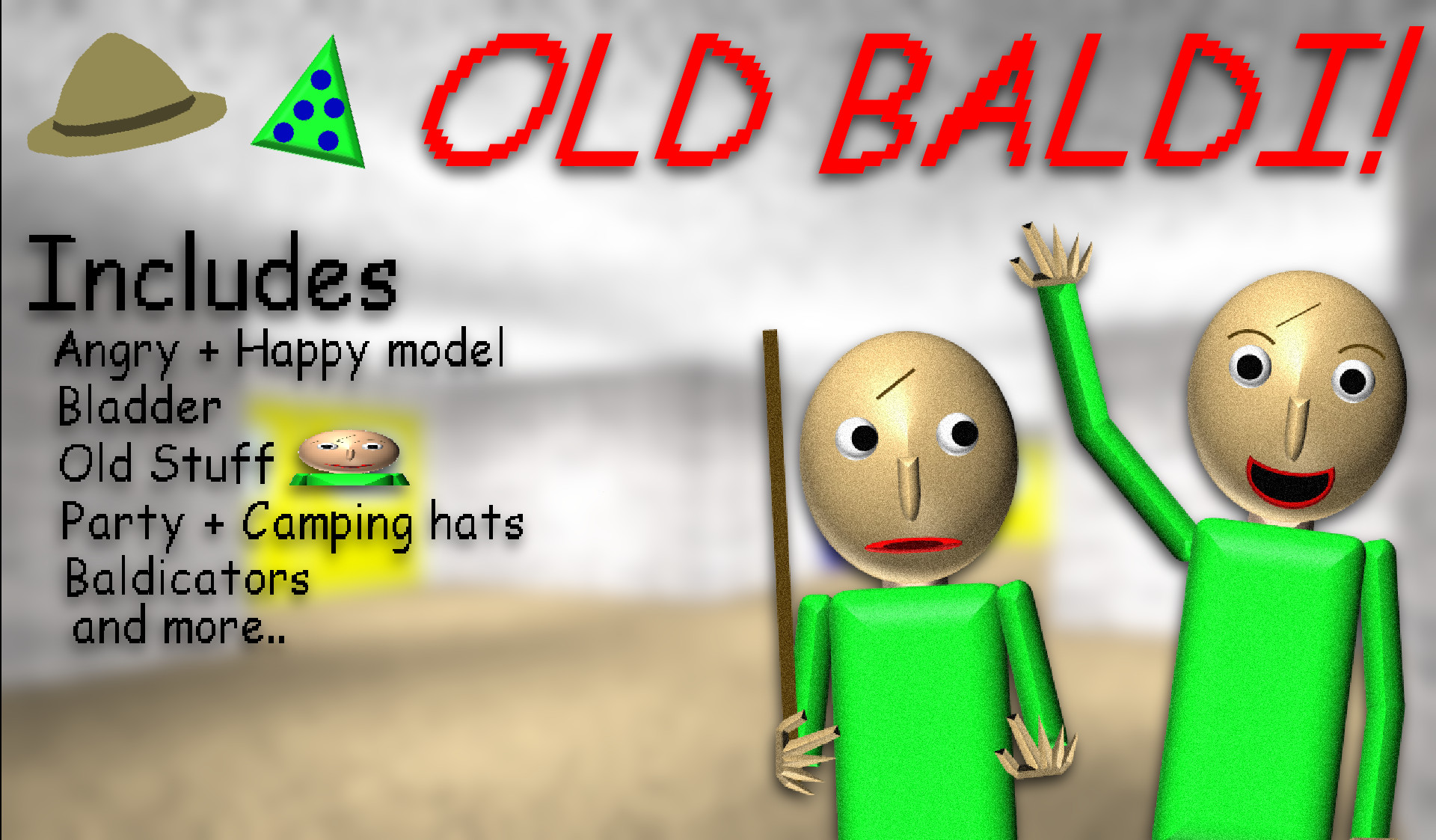 Old Baldi's Basics Powerpoint Rigs 3D Model