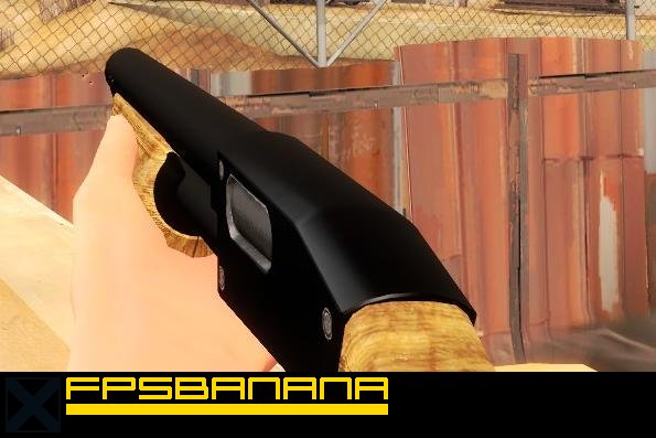 Black Shotgun with Gold Wooden Grips *Bumped*