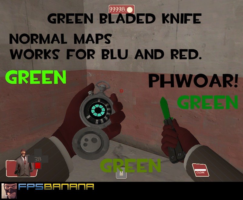 Green bladed Butterfly knife