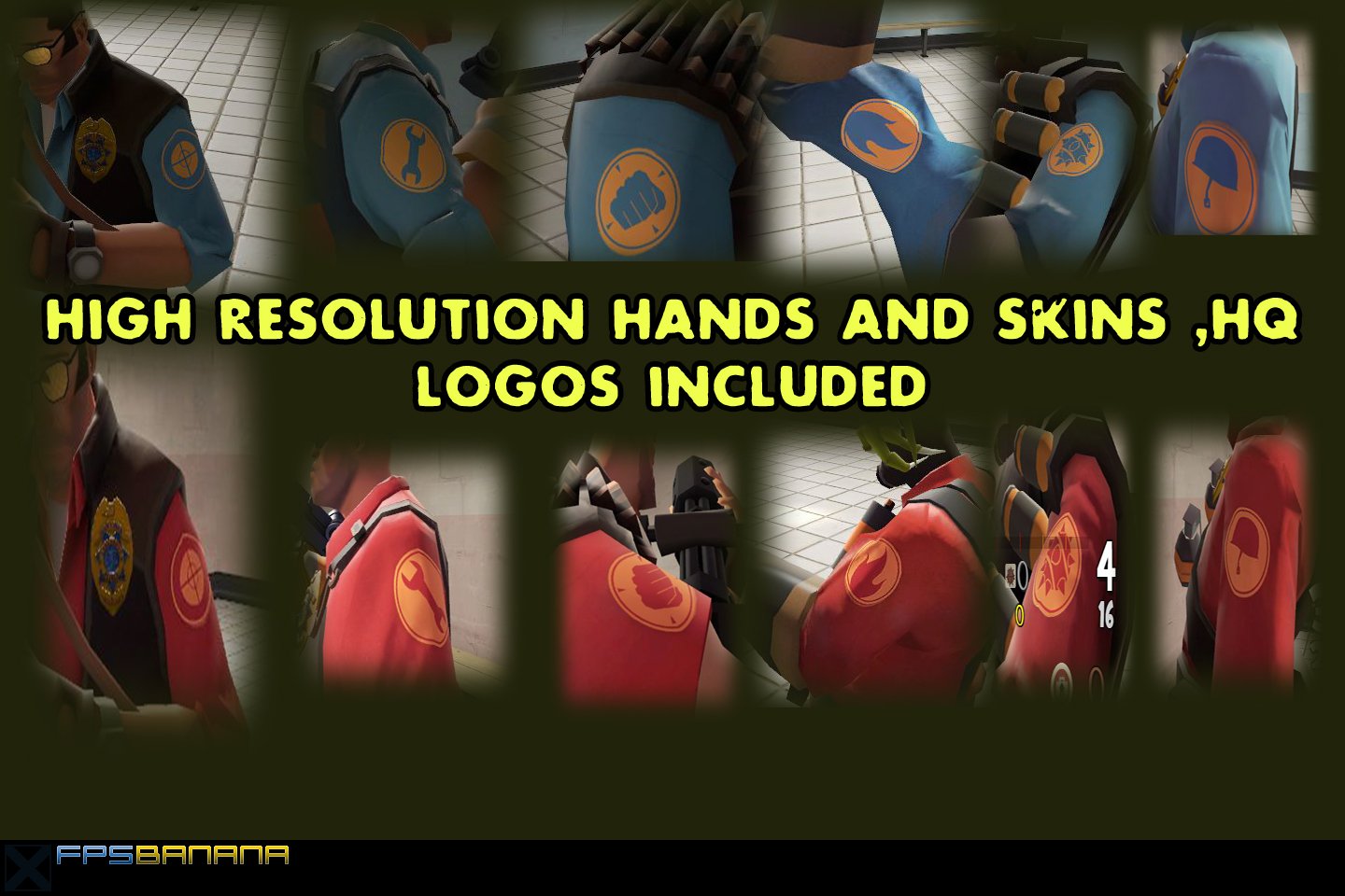 High resolution skins+hands(hq logo included)