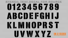 Black stencil letters and numbers