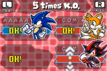 Sonic Advance themed menu elements
