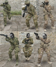 Soldiers of special units in three versions