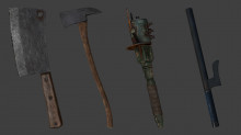 Old Cleaver, Shining Axe, Mad Can, Wooden Jutte