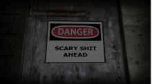 "Danger - Scary shit ahead" sign