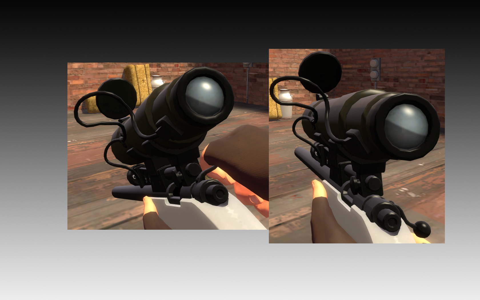 Sleek black sniper rifle with white handle