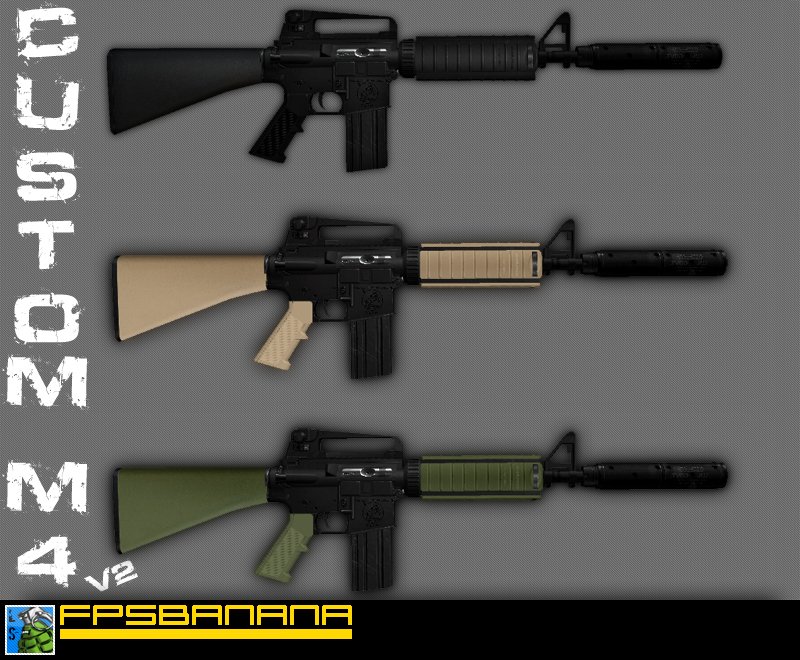 Custom M4A1 v2=Improvements:1) No strap 2) M16 square mag 3) New firing sou...