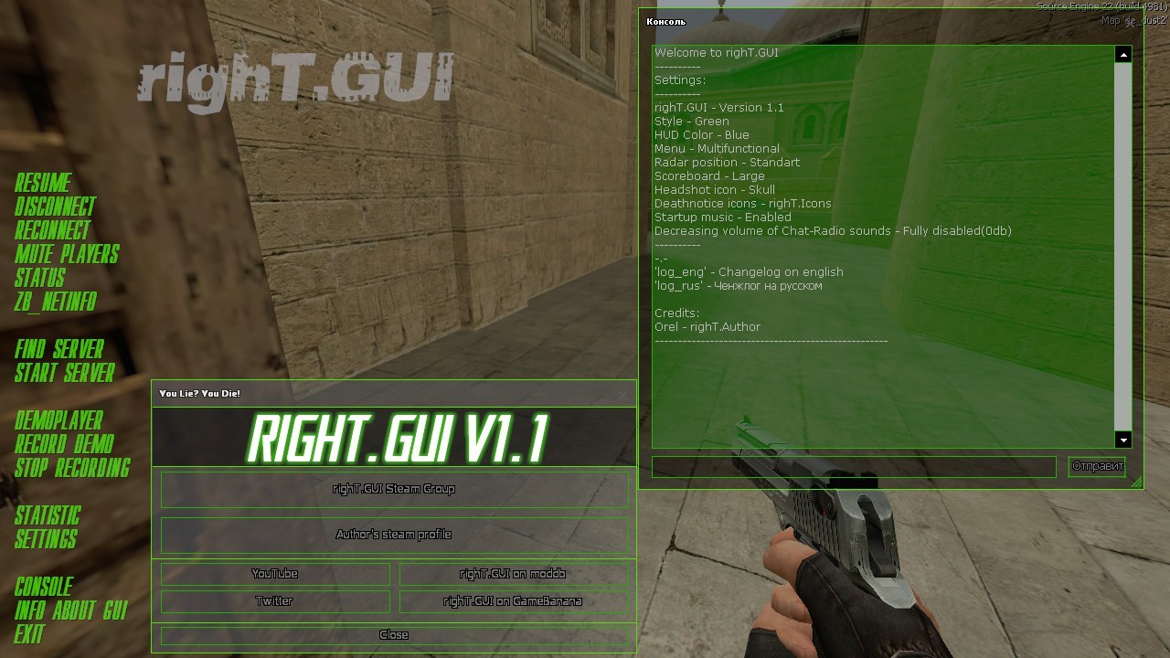 Team Menu and part of Specbar image - righT.GUI mod for Counter-Strike:  Source - ModDB