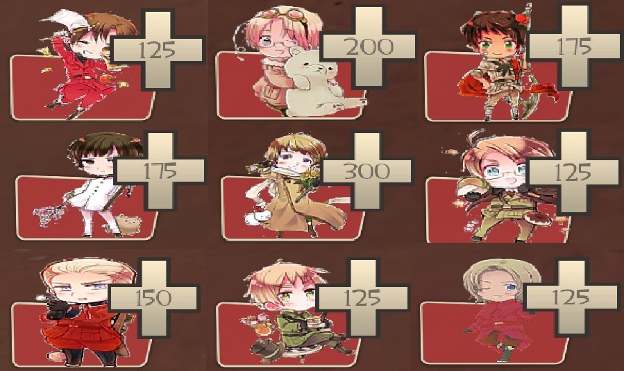 Hetalia Fortress 2 Character HUDS