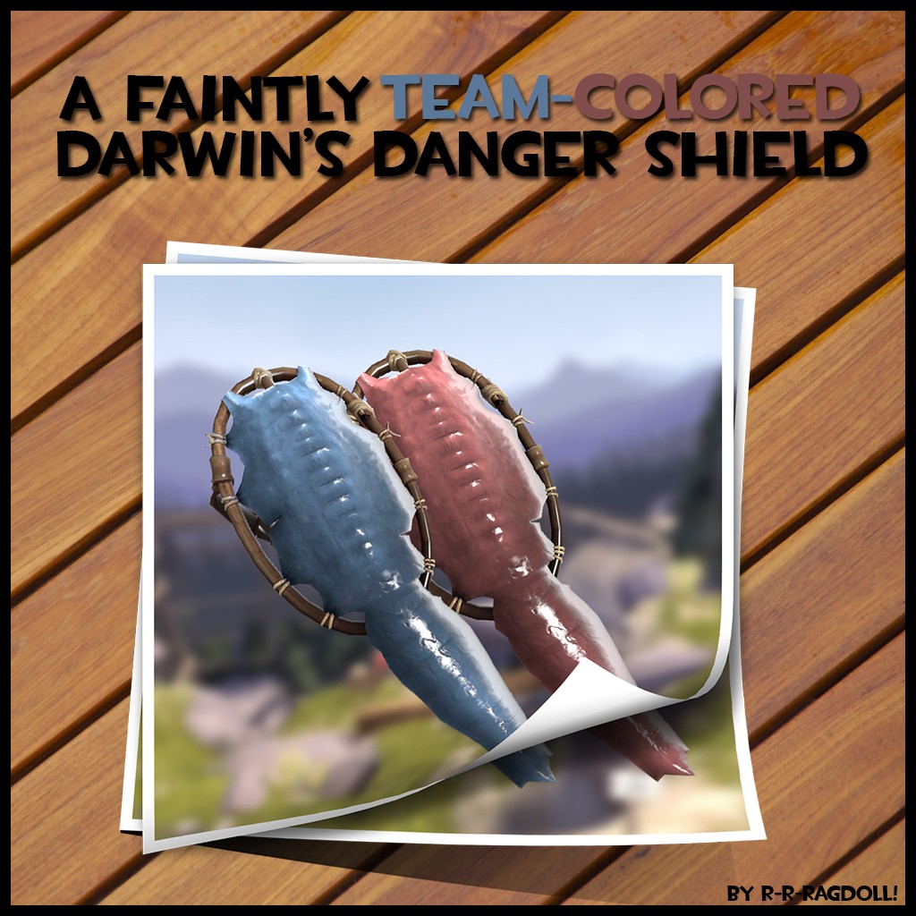 A faintly team colored darwin's danger shield.