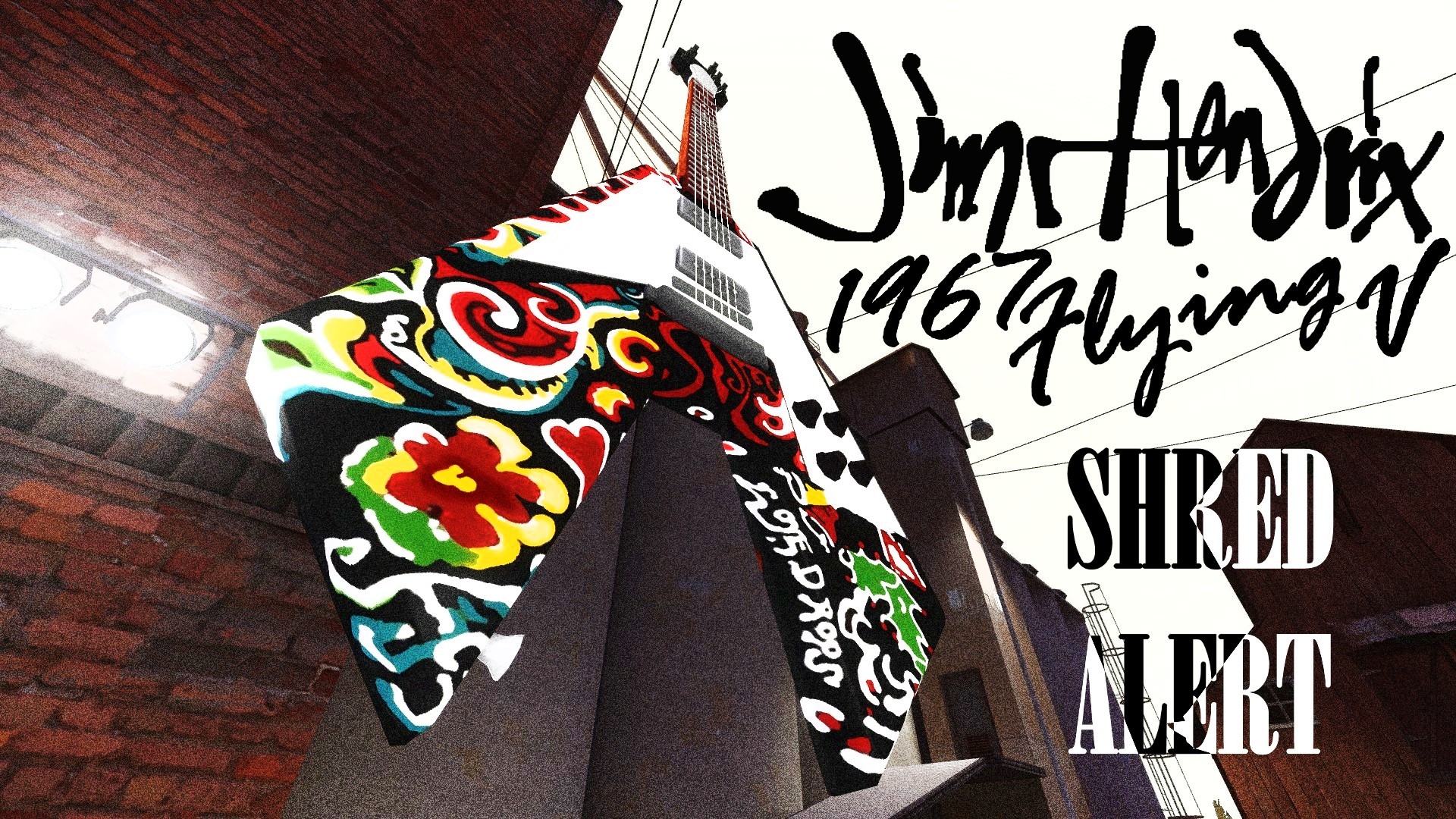 Jimi Hendrix Psychedelic Flying V Shred Alert