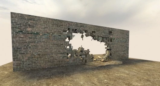 REAL Destroyed Brick Wall