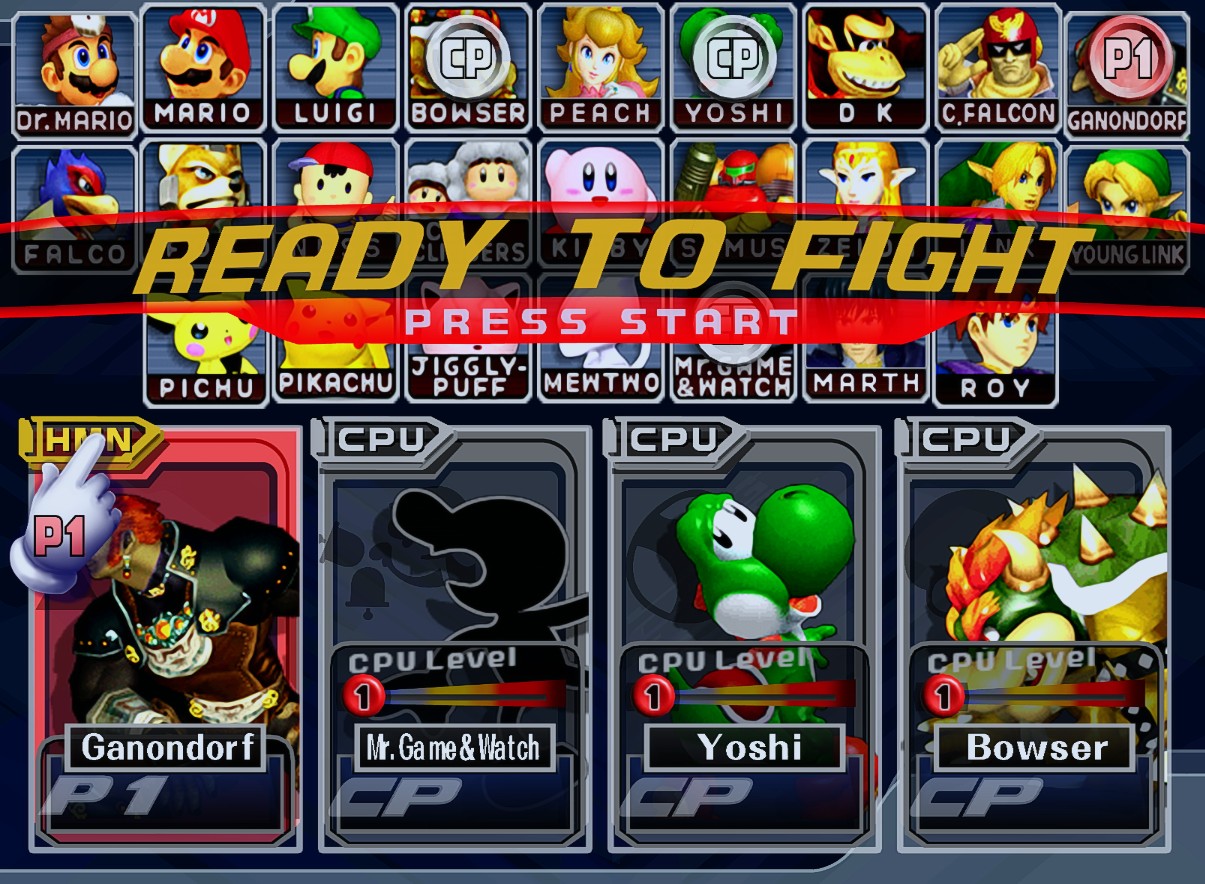 HD Character Selection Gloves [Super Smash Bros. Melee] [Mods]