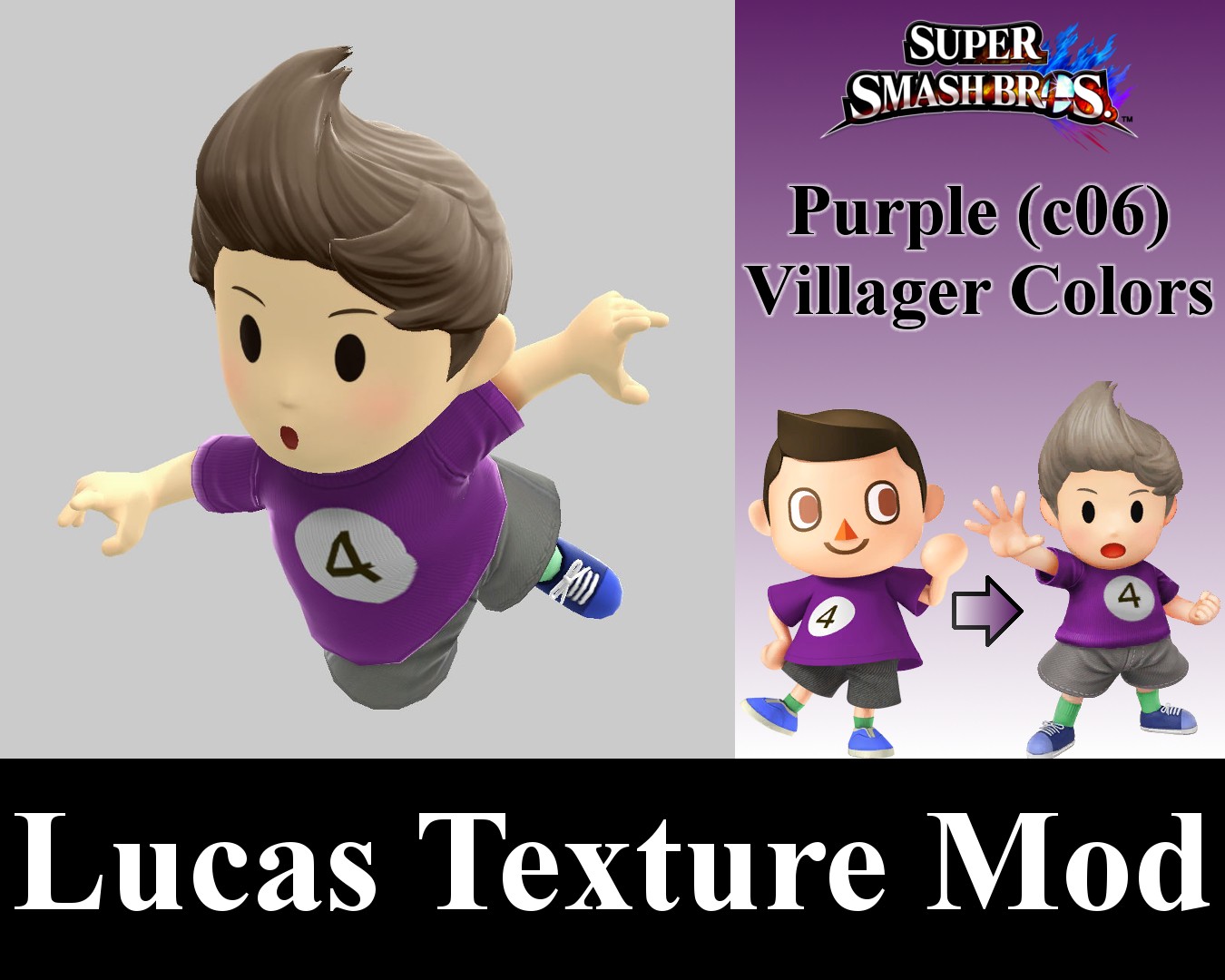 Purple (c06) Villager Colors on Lucas [Super Smash Bros. (Wii U)] [Mods]