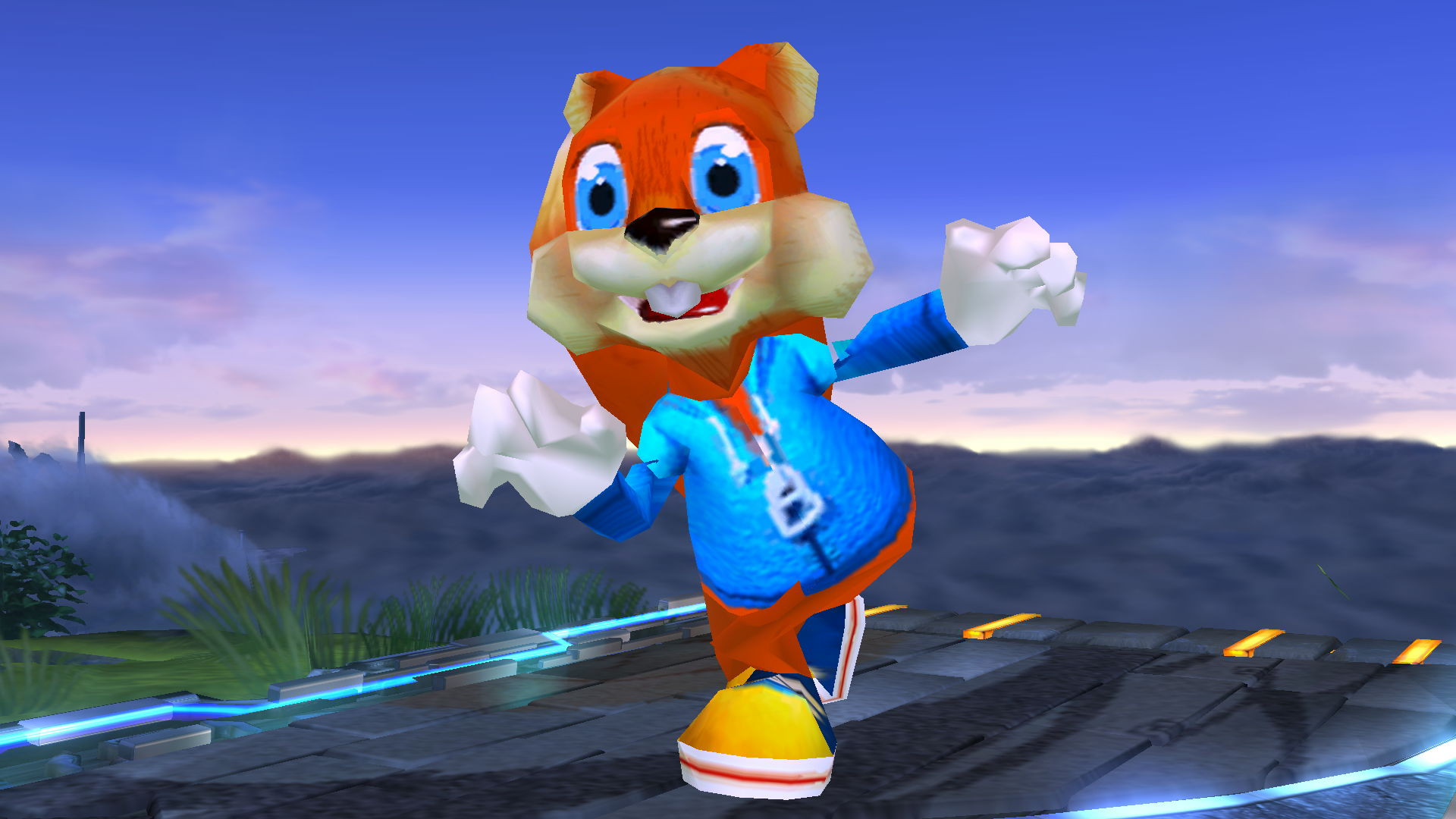 Conker will probably never be officially in Super Smash Bros., but he and  Wolf are now playable in the Smash Remix mod