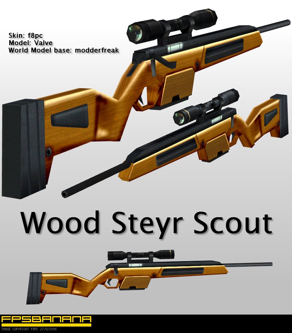 Counter-Strike: source !Scout. Скаут CSS 3d model. Steyr Scout Wooden Furniture.