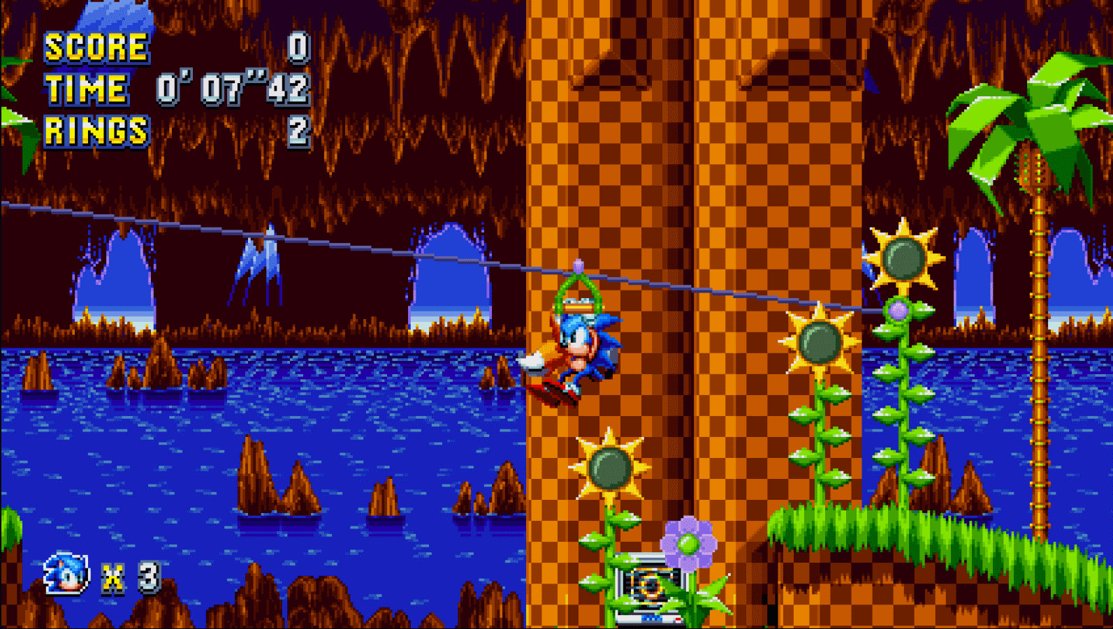 Beta Green Hill Zone Act 2 Zipline [Sonic Mania] [Mods]