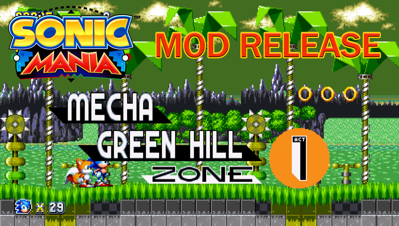 Classic green hill zone level and the icon loop sonic runs across/through.