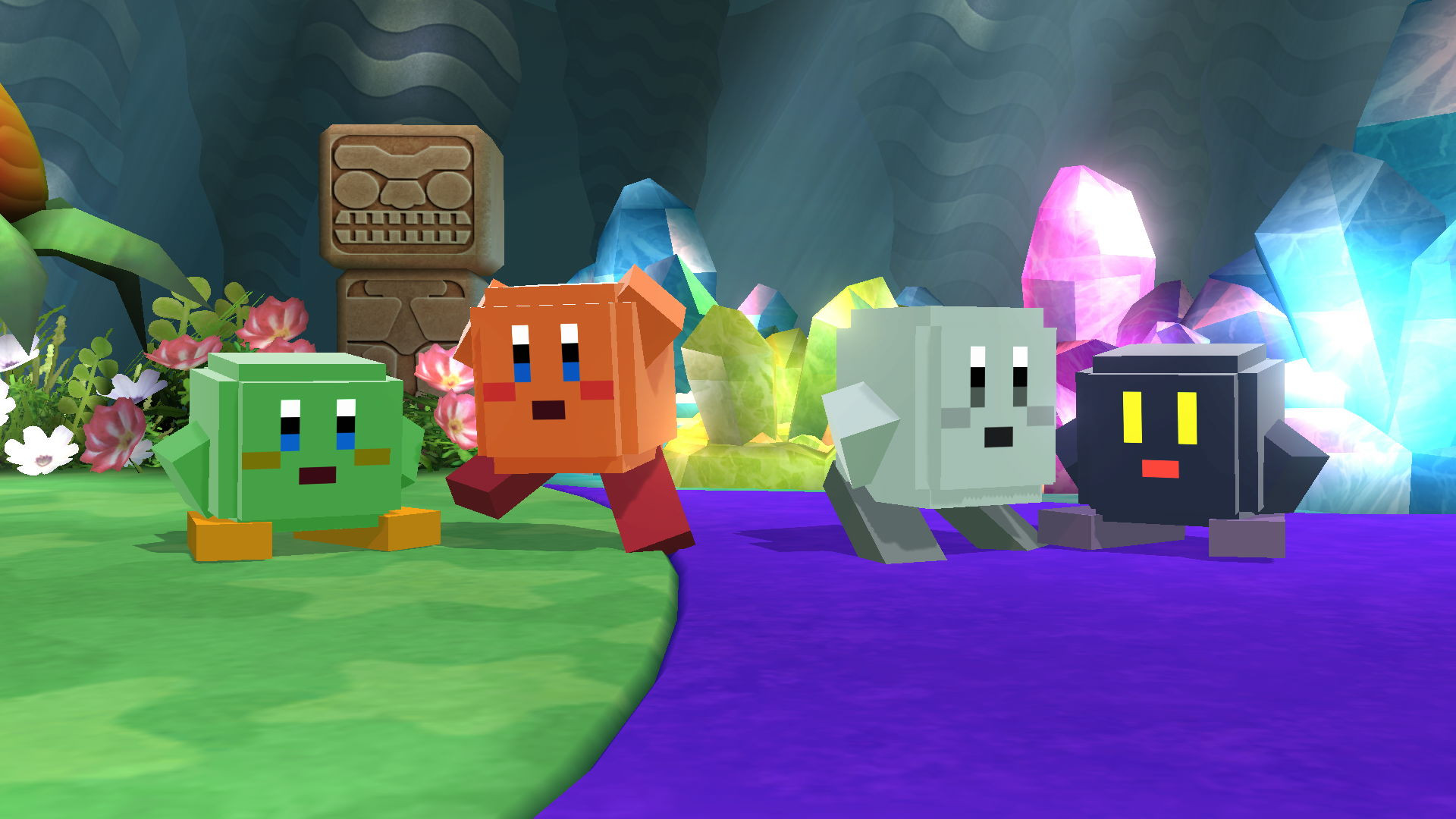 Kirby in Minecraft style. 