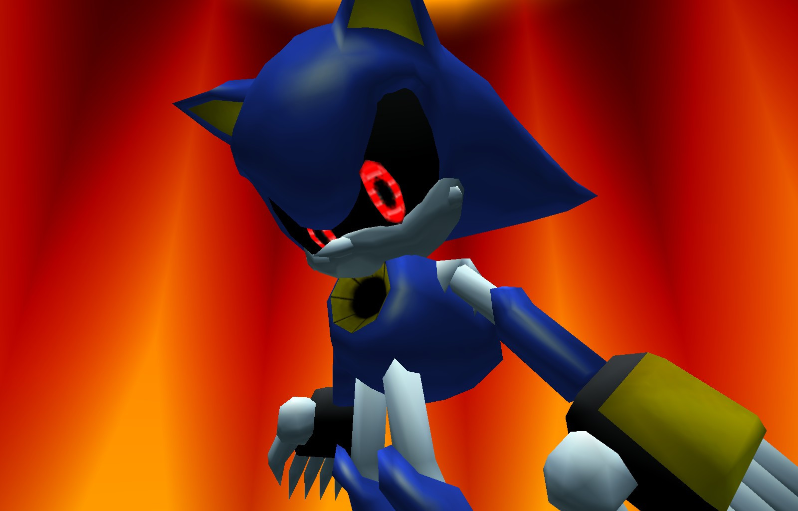 Metal Sonic over Sonic and/or Shadow. 
