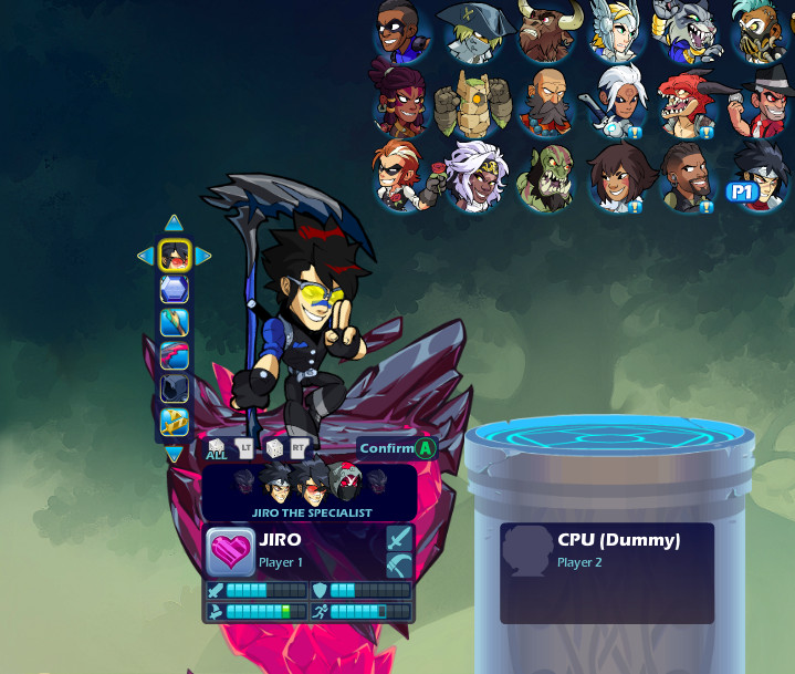 Jiro black/red hair with gold glasses Mod for Brawlhalla | BHalla Mods