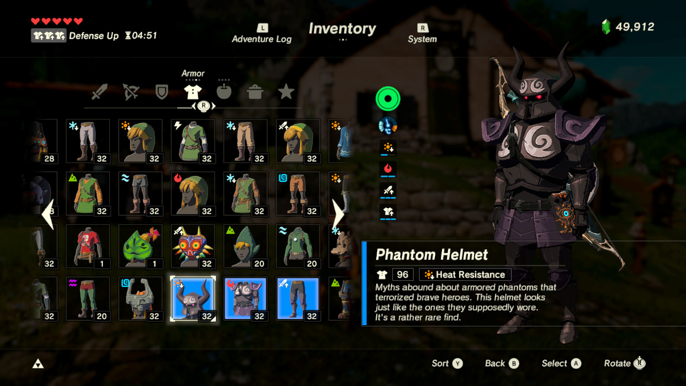 Zelda Breath of the Wild Armor List | Set Armor Upgrade Cost