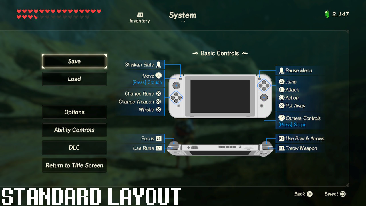 The Legend of Zelda: Breath of the Wild, Interface In Game