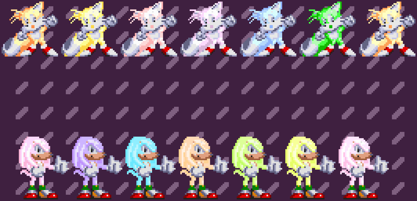 Tails and Knuckles Hyper Palettes [Sonic 3 A.I.R.] [Mods]