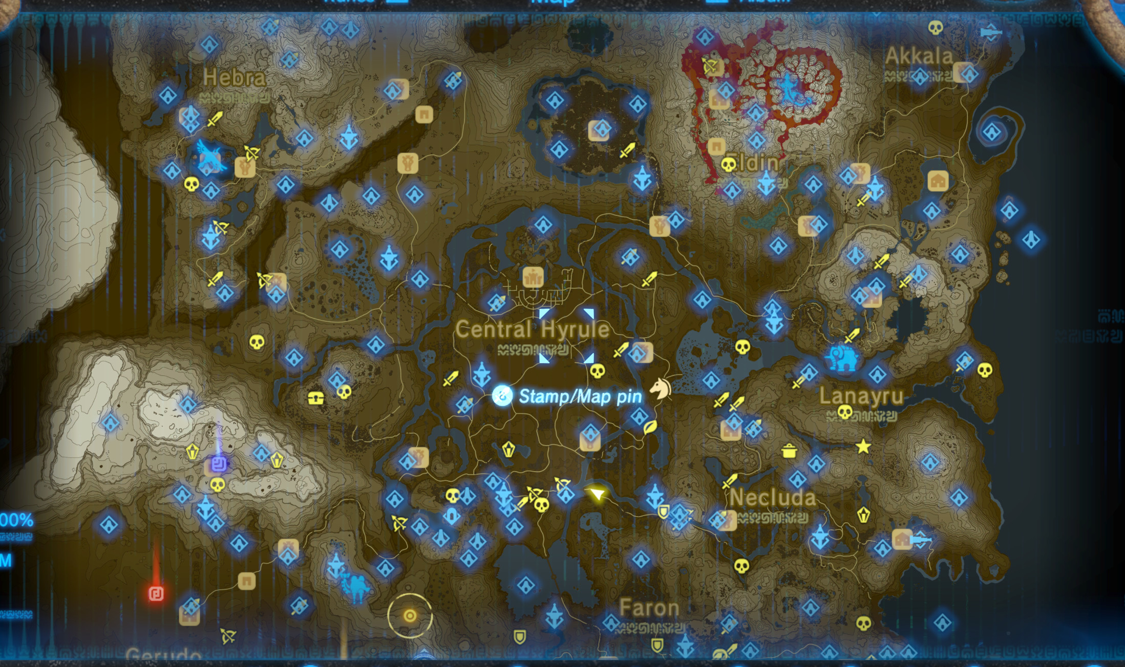 Карта святилищ Зельда