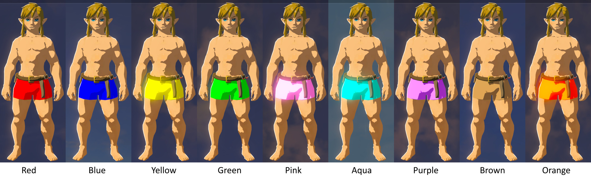 Short Underwear for Muscular Link + 33 Colors [The Legend of Zelda: Breath  of the Wild (WiiU)] [Mods]