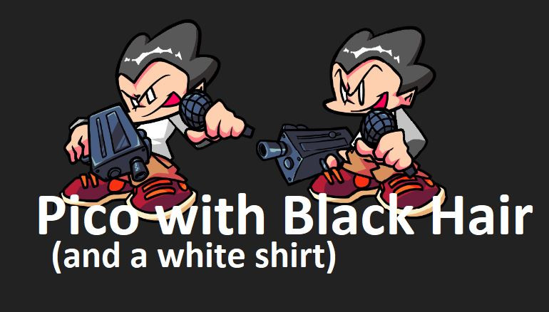 Pico With Black Hair And A White Shirt Friday Night Funkin Mods - t shirt roblox pico fnf