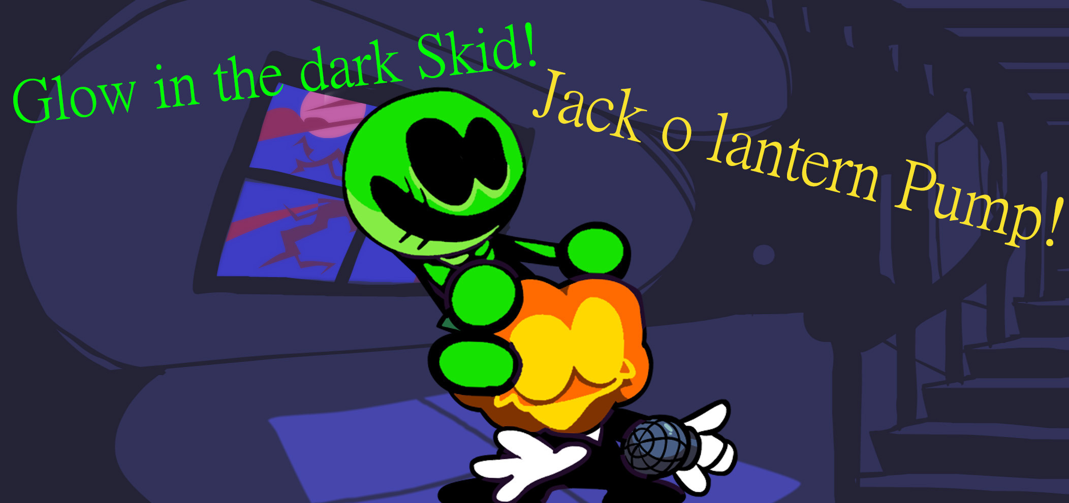 Glow In The Dark Skid And Jack O Lantern Pump Friday Night Funkin Mods