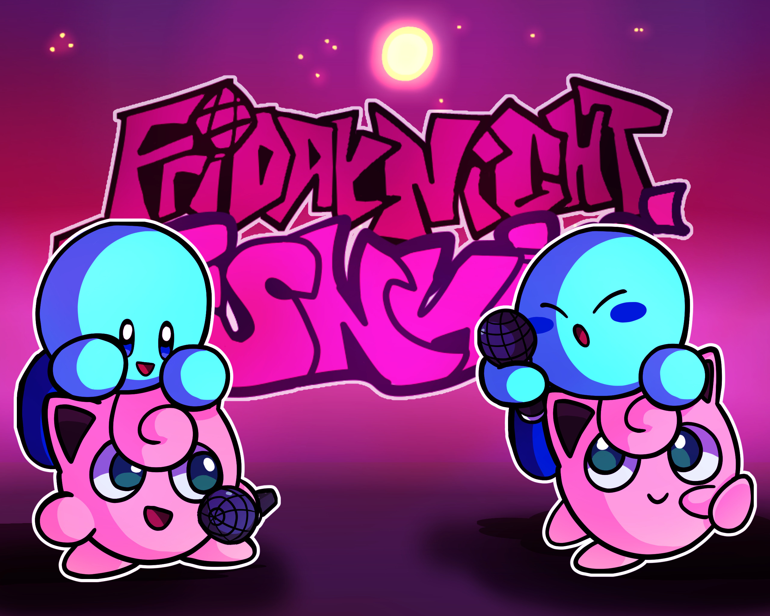 Blue Kirby And Jiggleypuff Over Skid And Pump [friday Night Funkin'] [mods]