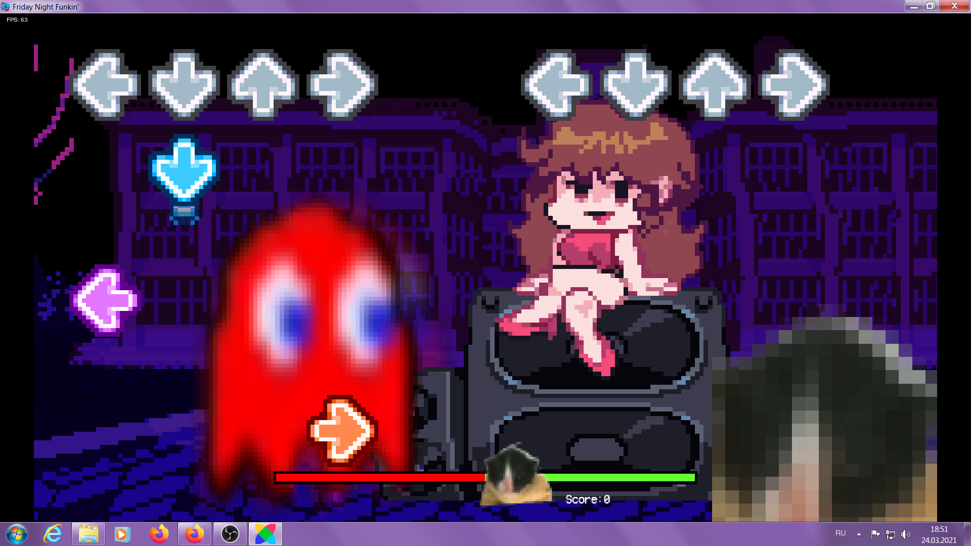 Pac-man over Senpai [Friday Night Funkin'] [Mods]