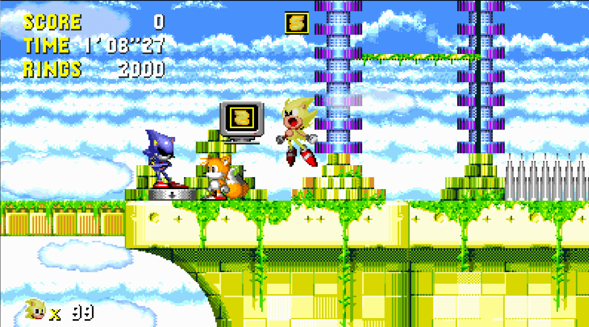 Sonic & Debug VS Metal Sonic ~ Sonic 3 A.I.R. mods ~ Gameplay