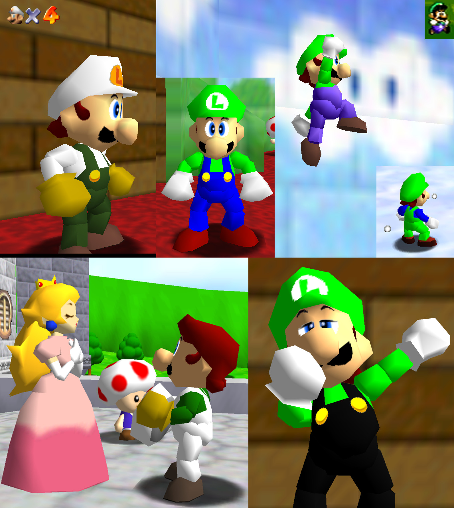 Super Mario 64 - Revisionato il modello di Luigi.