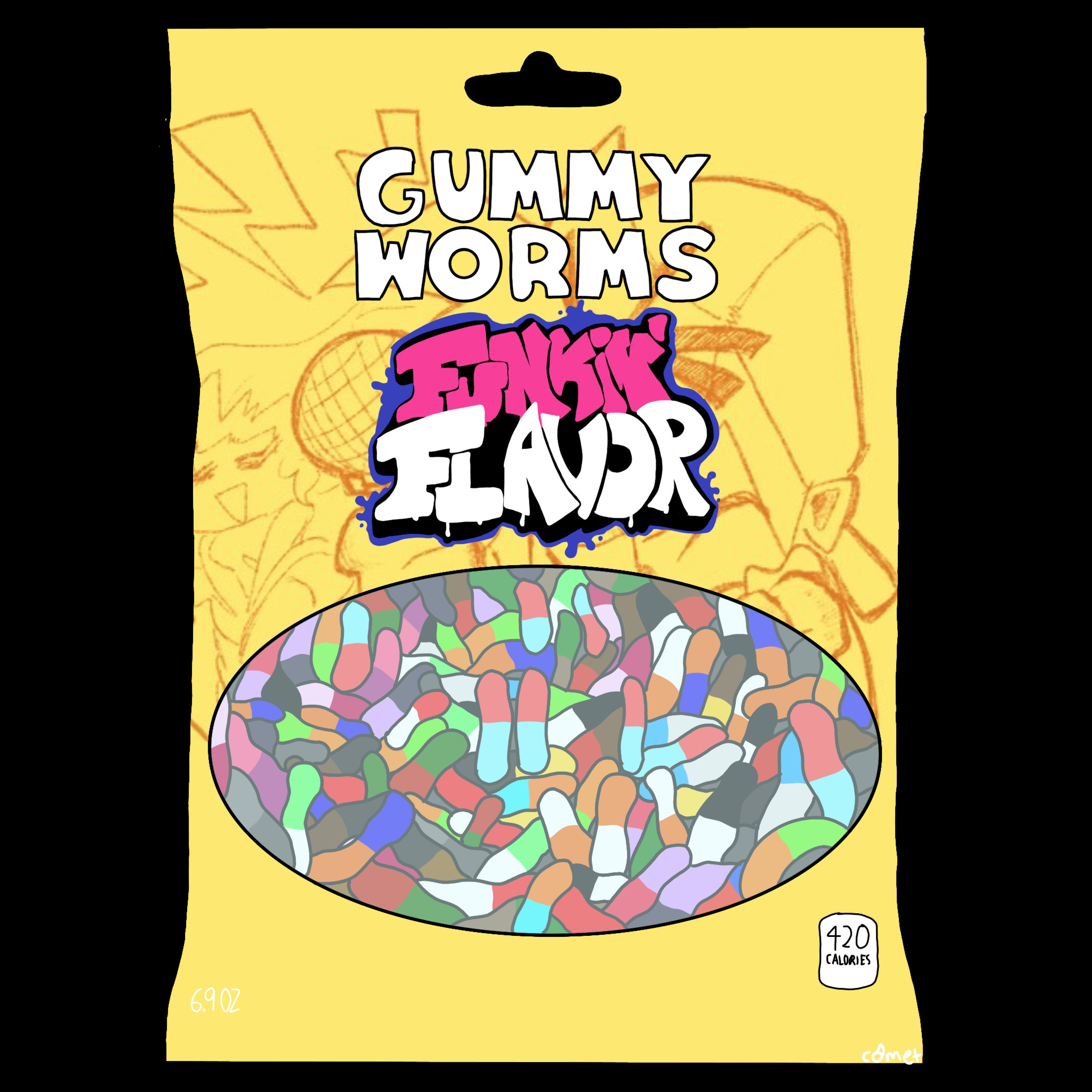 Gummy worms over the whole game [Friday Night Funkin'] [Mods]