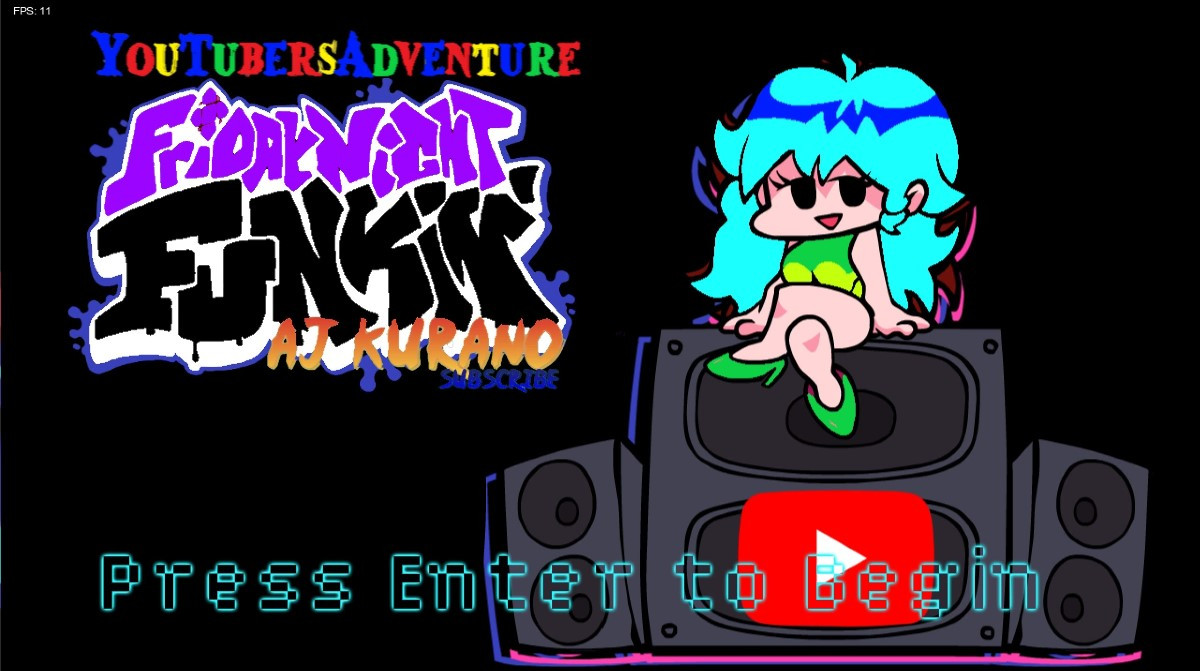 FNF YouTuber's Adventure MOD by AJ Kurano [Friday Night Funkin'] [Mods]